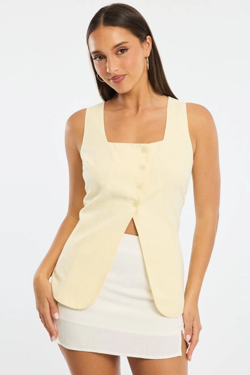 Yellow Vest Button Down Sleeveless