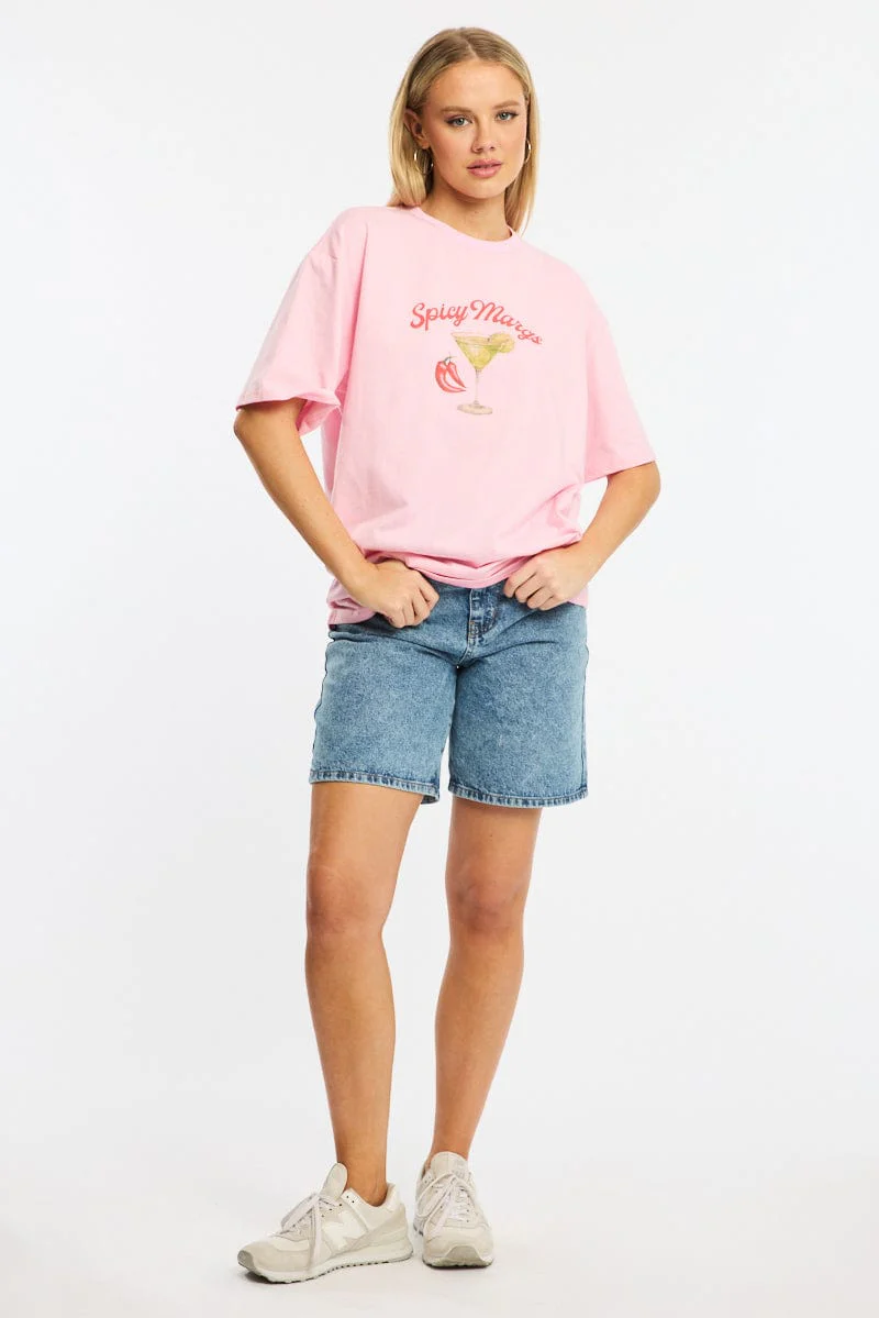 Pink Graphic Tee Short Sleeve