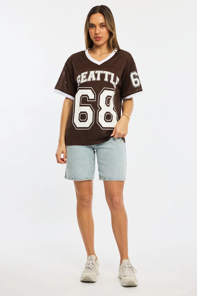 Brown Sport Tee Short Sleeve