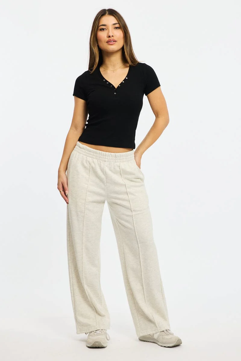 Black Henley Top Short Sleeve