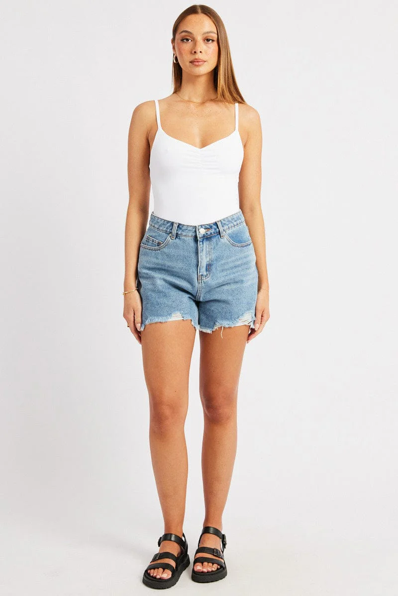 Denim Relaxed Denim Short Mid Rise