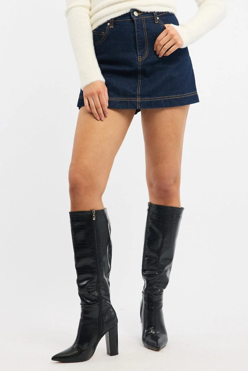 Denim Skorts Skirt High Rise