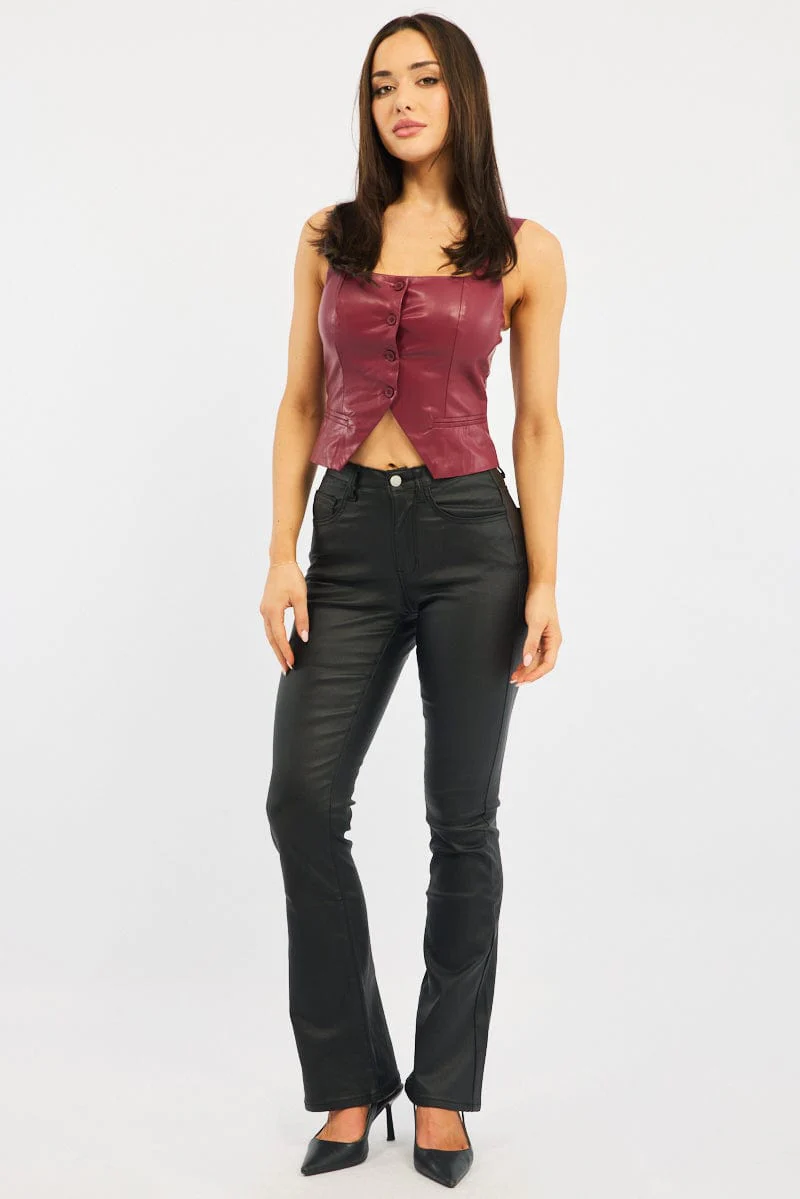 Red Faux Leather Vest