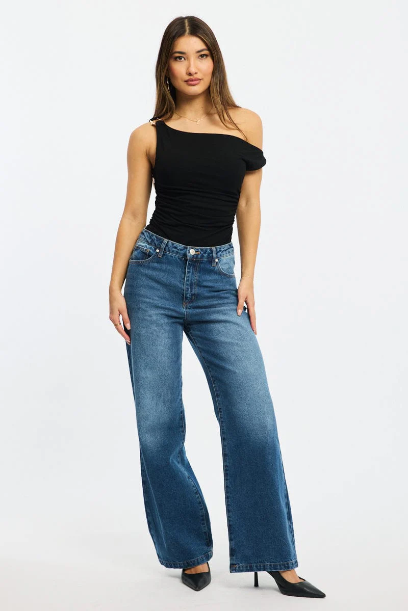 Black One Shoulder Bodysuit