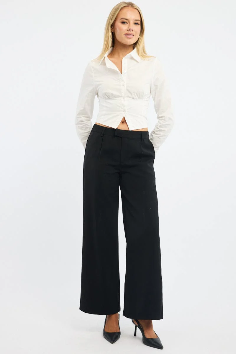 Black Wide Leg Pants Mid Rise