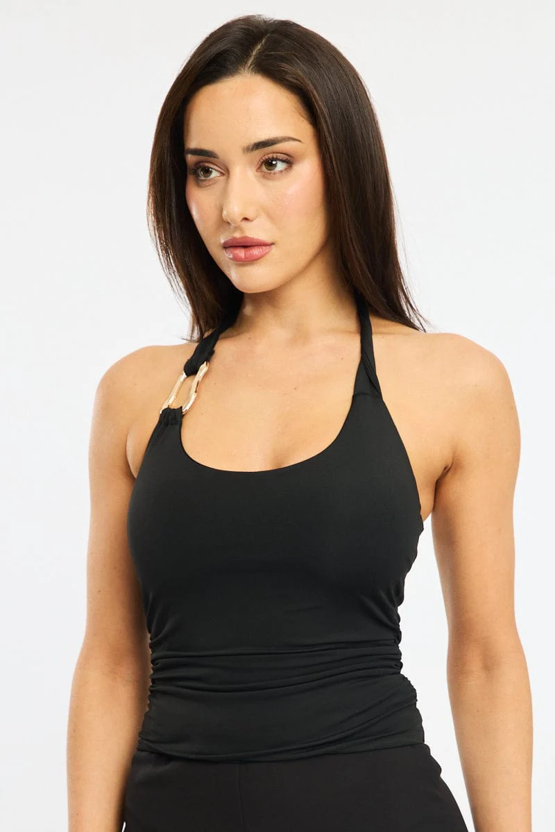Black Halter Neck Top