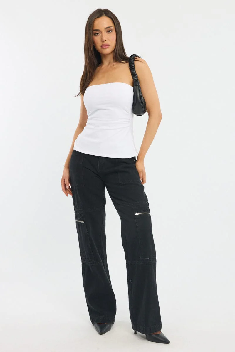 White Bandeau Top Side Split