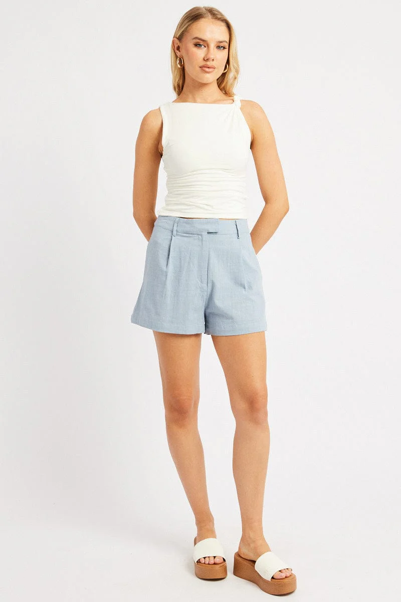 Blue Shorts Mid Rise
