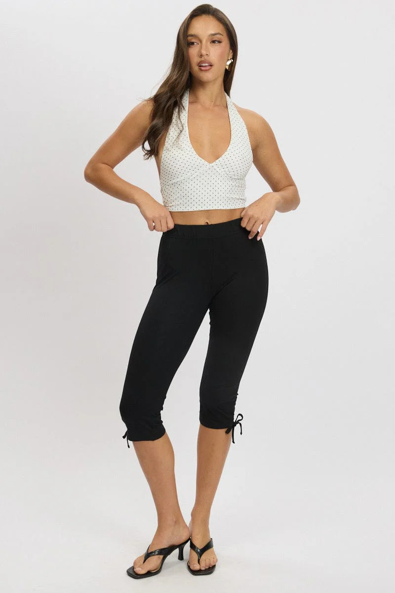 Black Capri Pants Side Ribbon