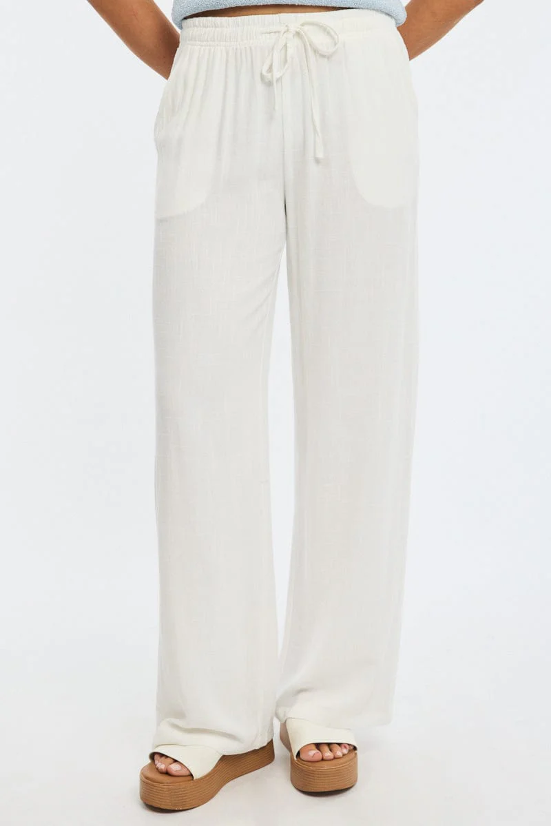 White Wide Leg Pants
