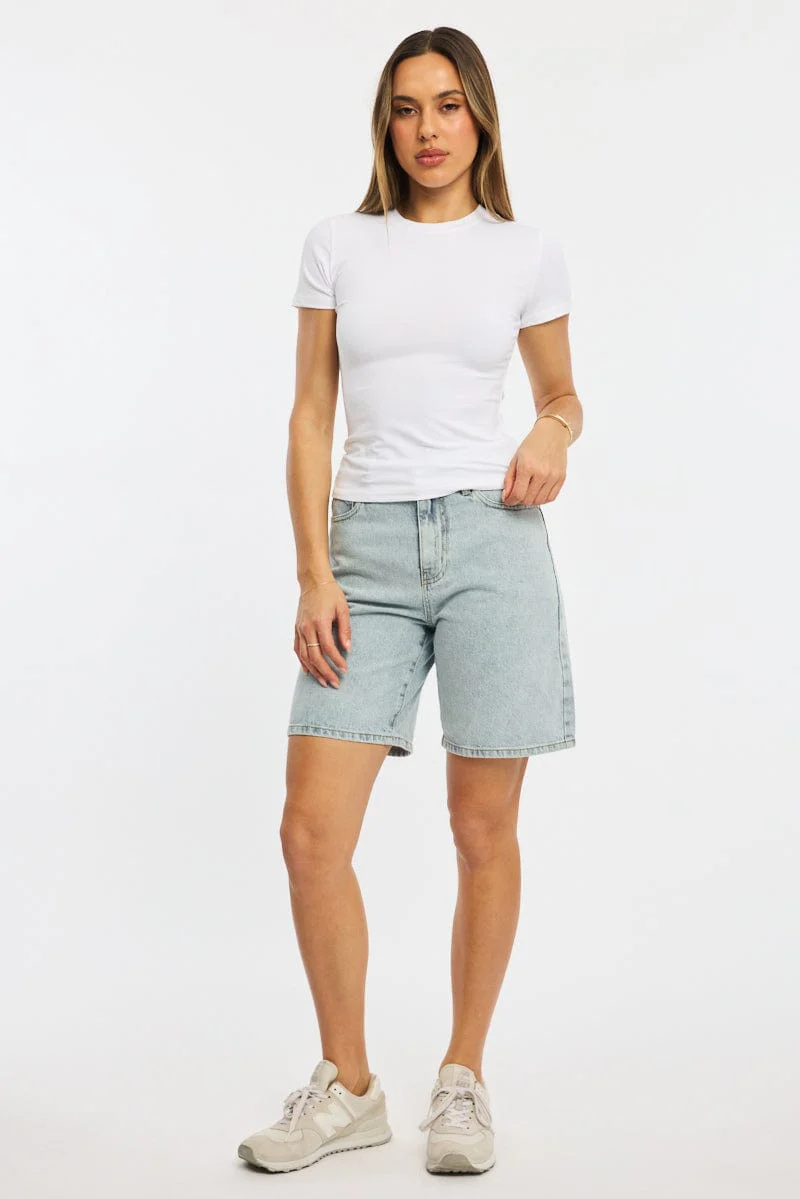 White T-shirt Short Sleeve Crew Neck