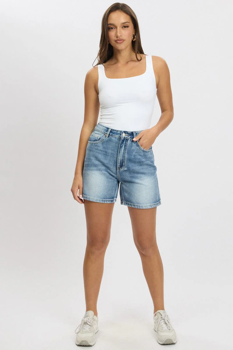 Denim Relaxed Shorts High Rise