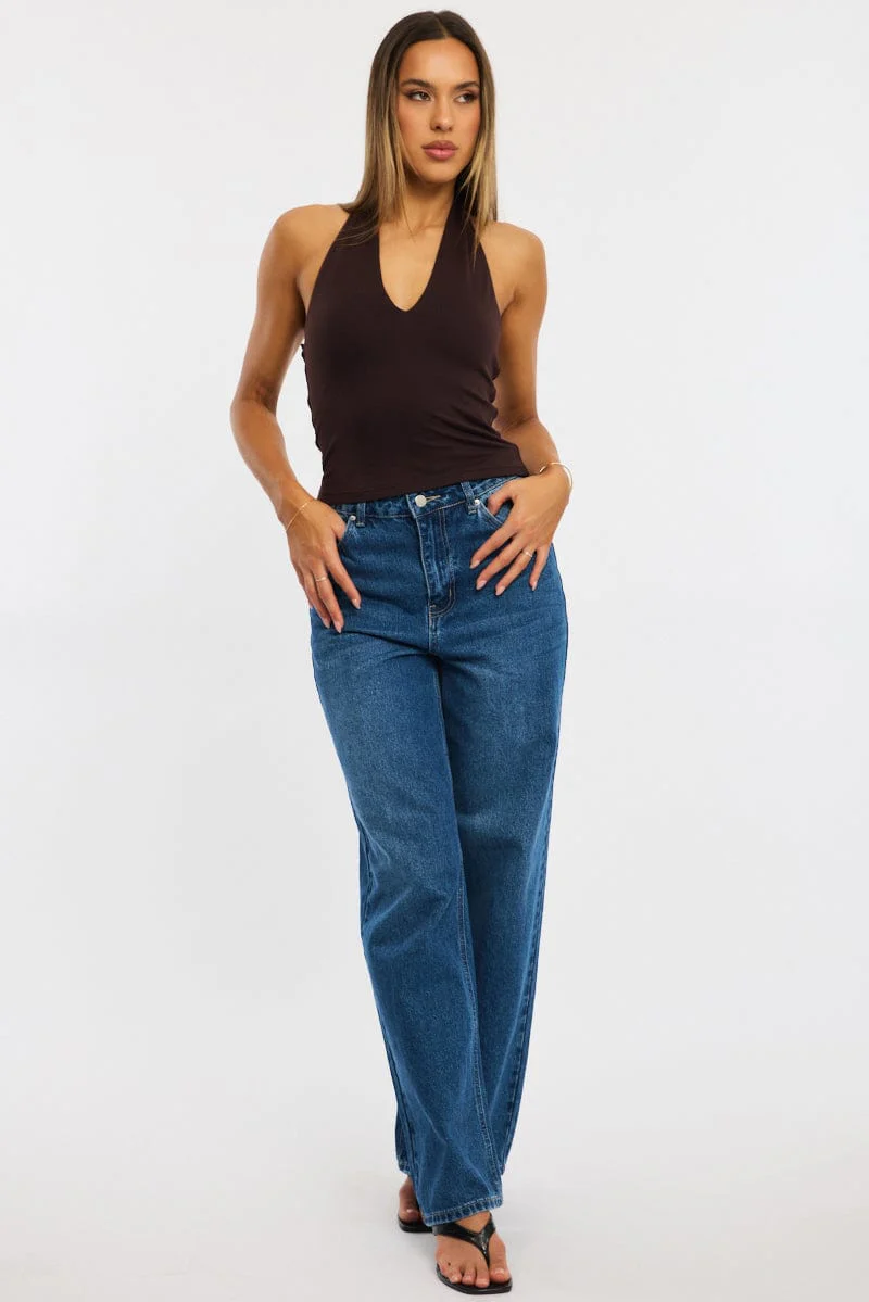 Brown Supersoft Halter Neck Top