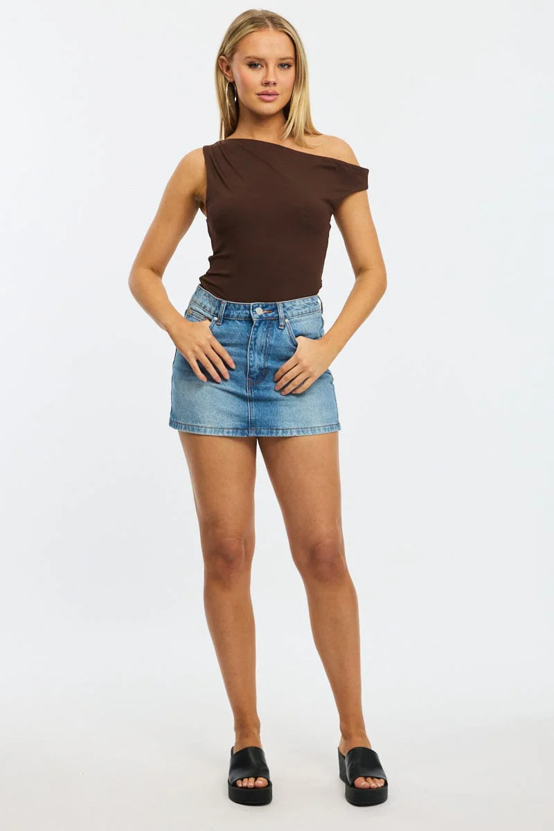 Brown Off Shoulder Top