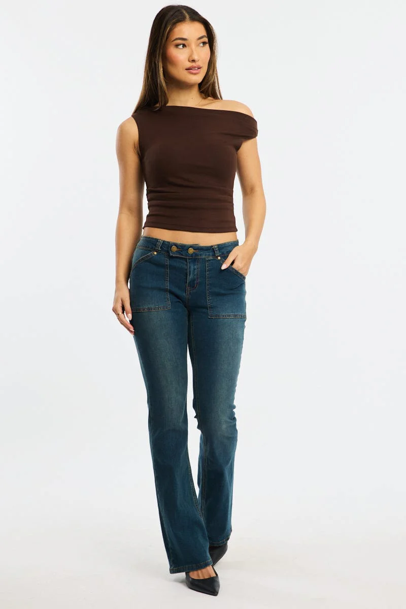 Brown Off Shoulder Top