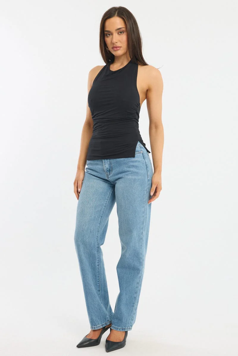 Black High Neck Top Sleeveless