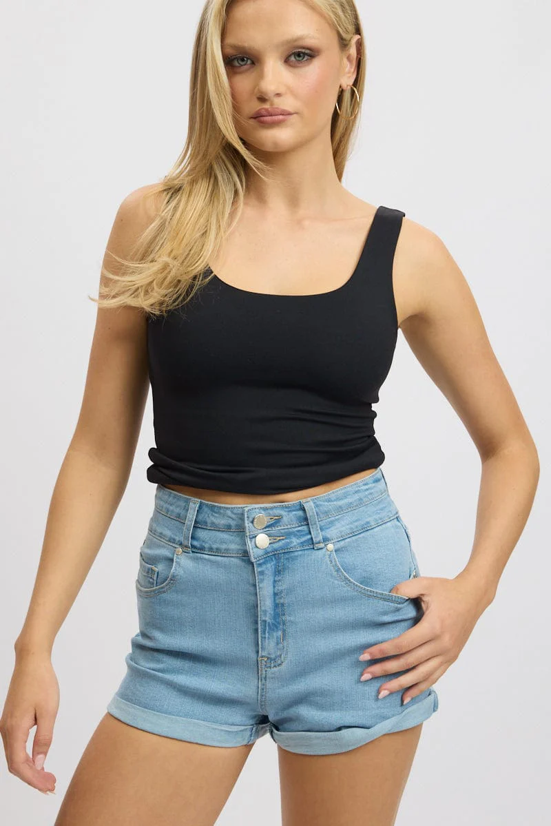 Denim Skinny Denim Short High Rise