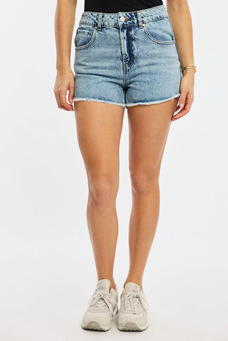 Denim Relaxed Shorts Mid Rise