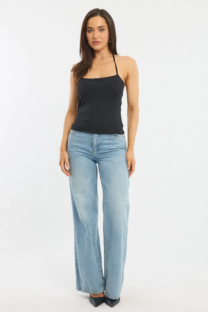Black Supersoft Halter Neck Top