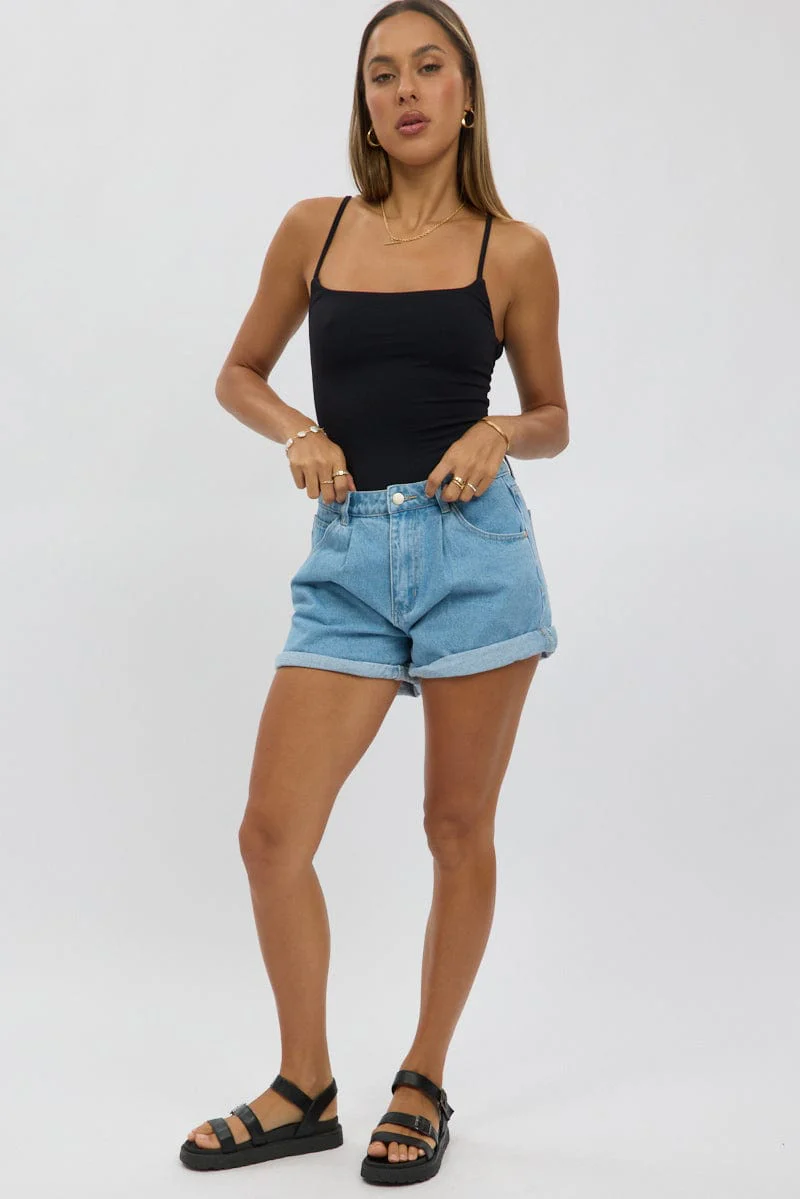 Denim Relaxed Shorts High Rise