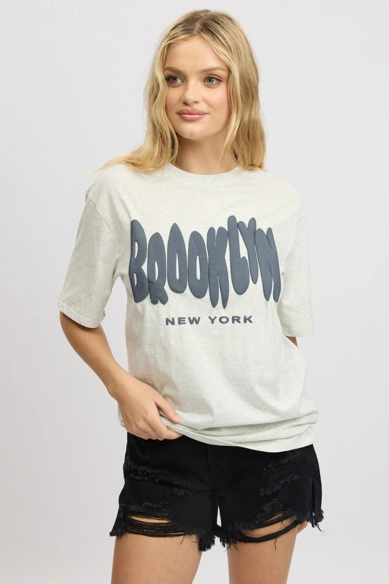 Grey Graphic Tee Short Sleeve