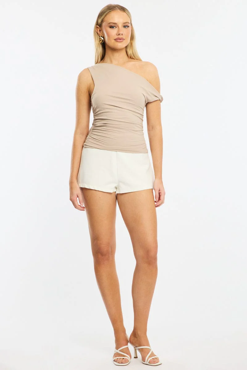 Brown Supersoft Top Twist off Shoulder