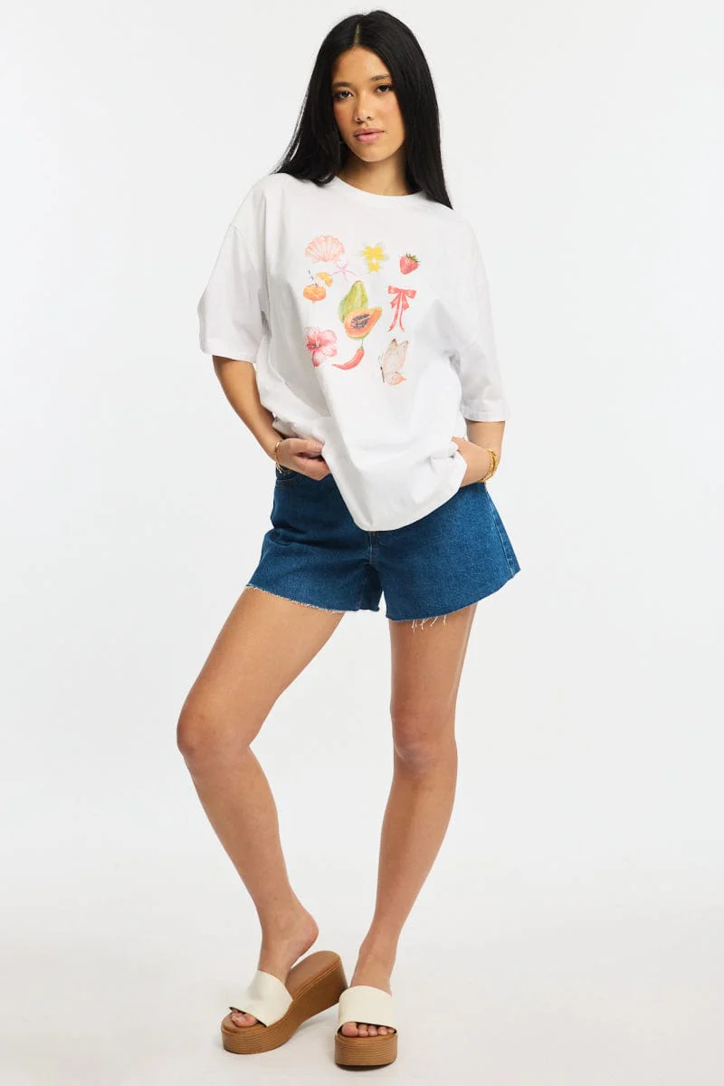 White Graphic Tee Short Sleeve