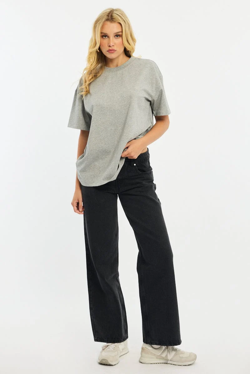 Grey Oversized Tee Short Sleeve