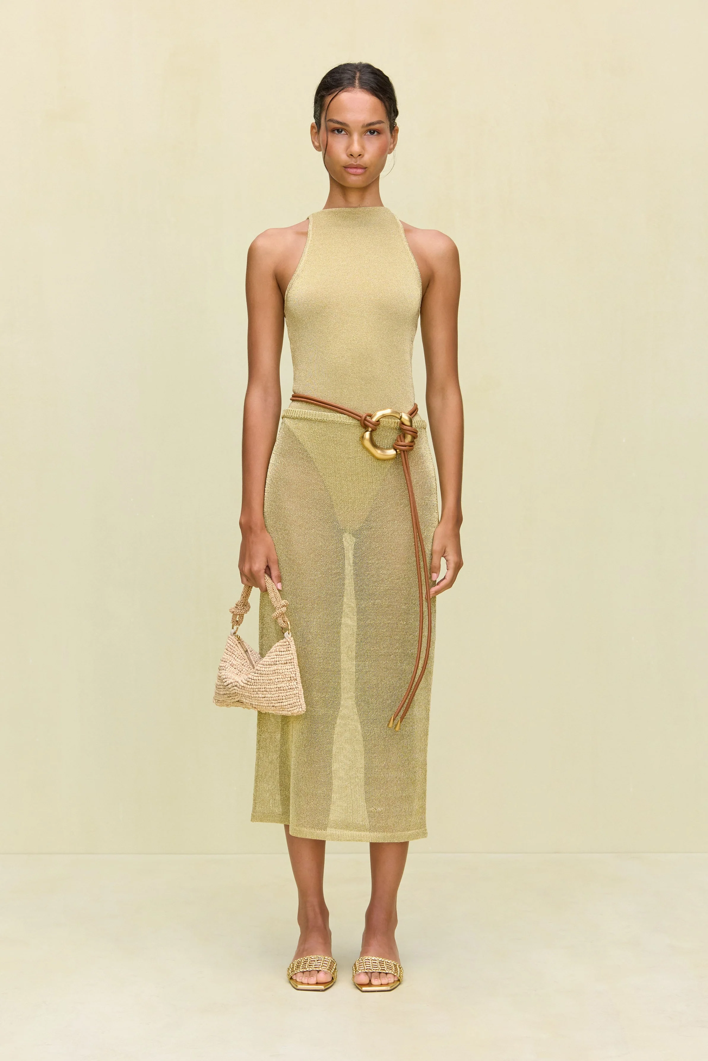 ANURA KNIT SKIRT - GOLD