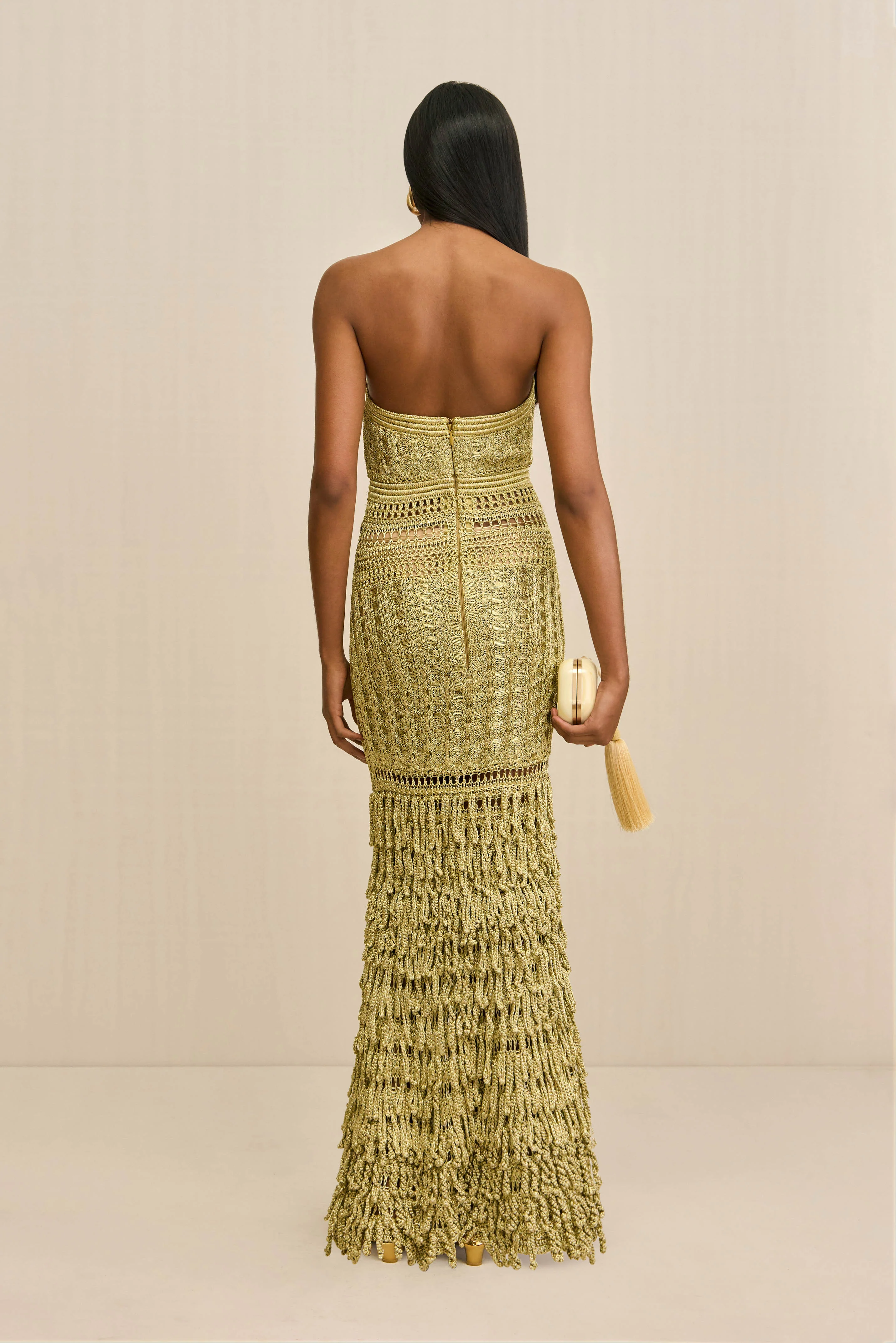MORGAN CROCHET GOWN - GOLD
