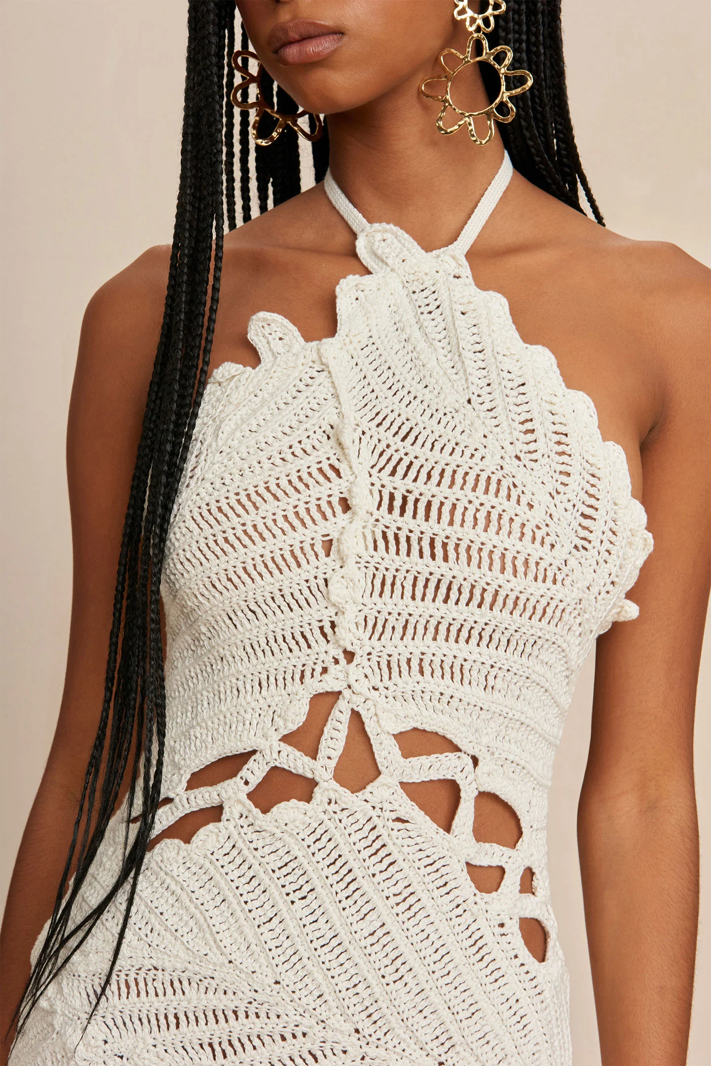 UNDINA CROCHET DRESS - OFF WHITE