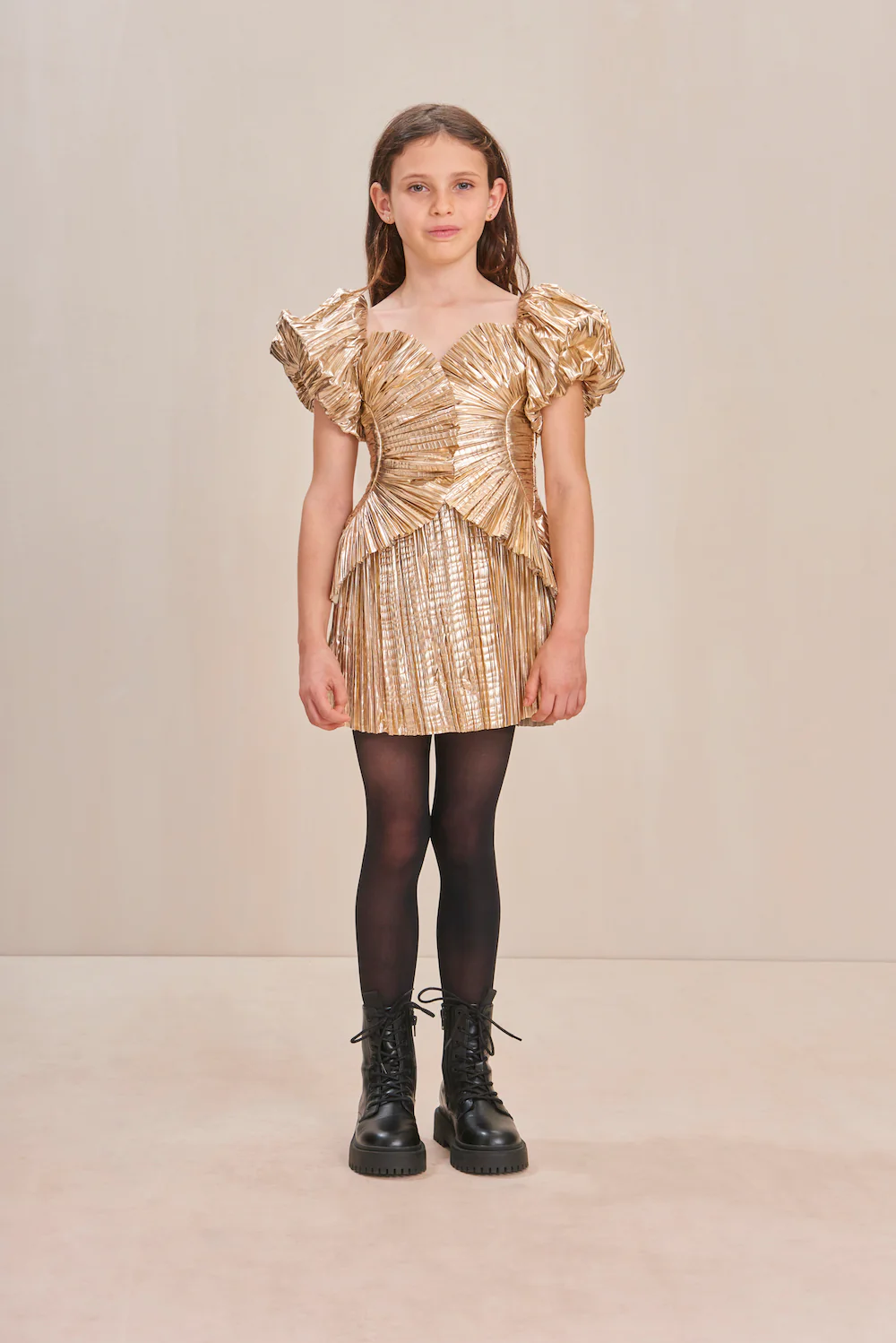 KIDS CHARLIQUE DRESS - GOLD