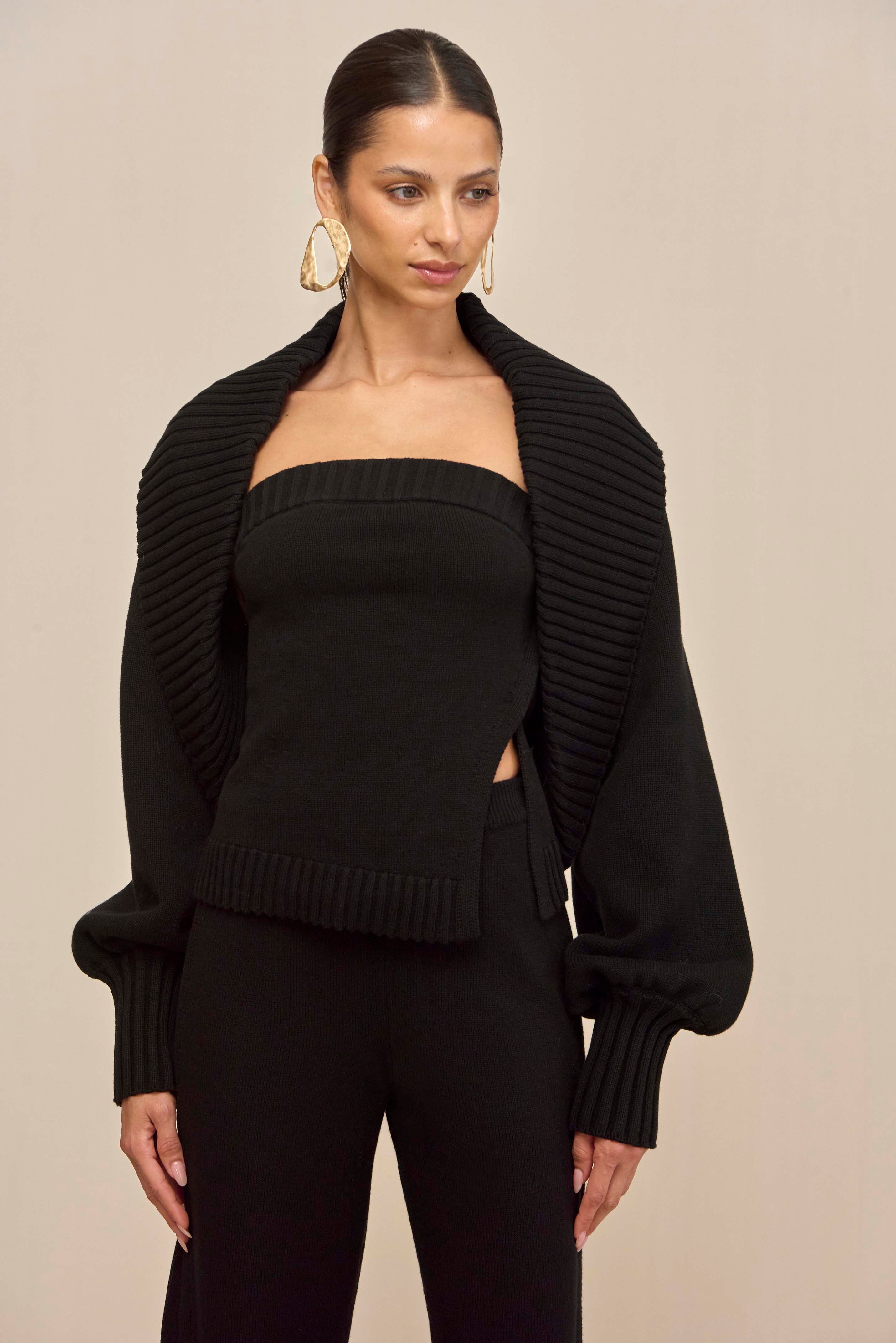 COREY KNIT CARDIGAN - BLACK