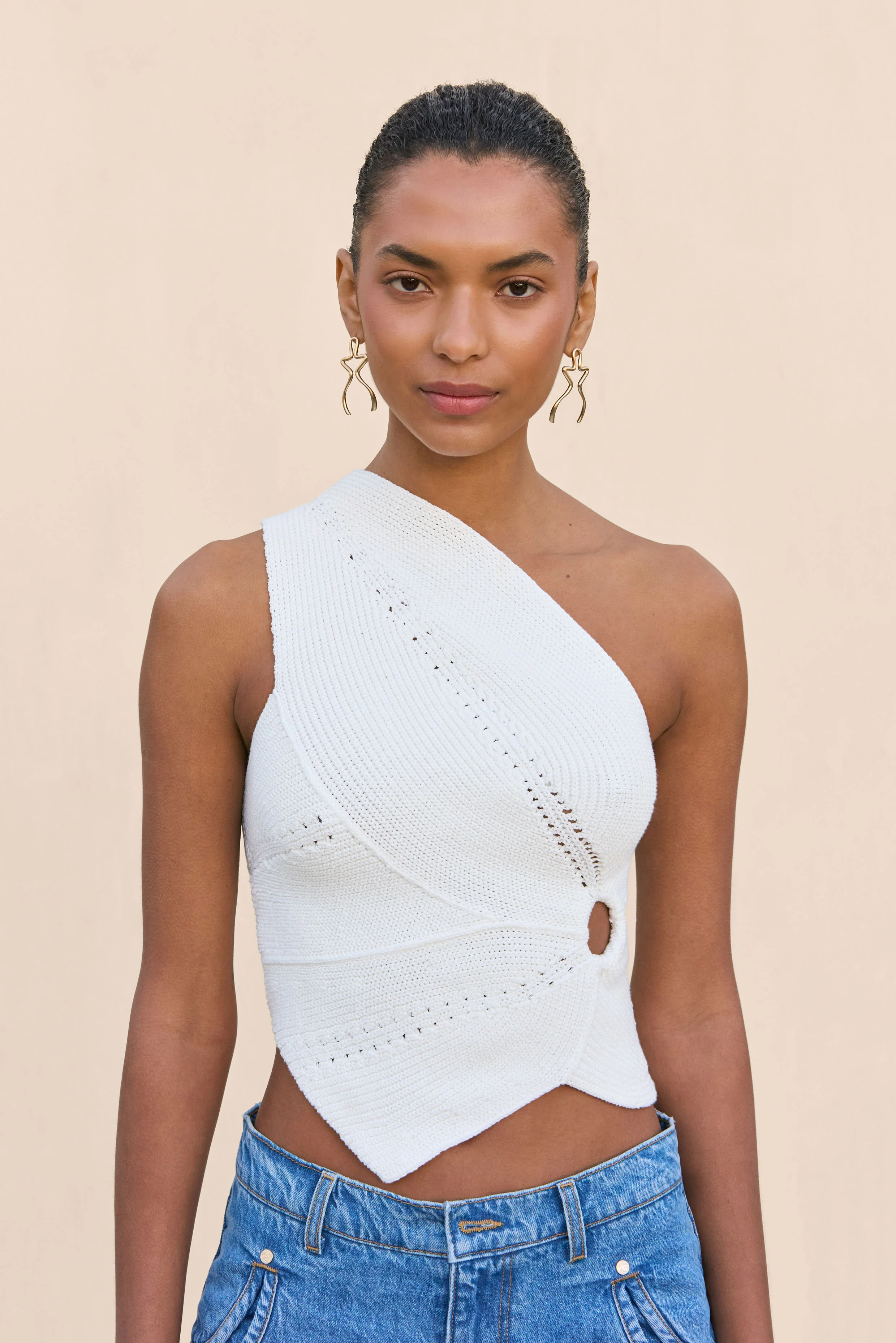 DENEUVE KNIT TOP - OFF WHITE