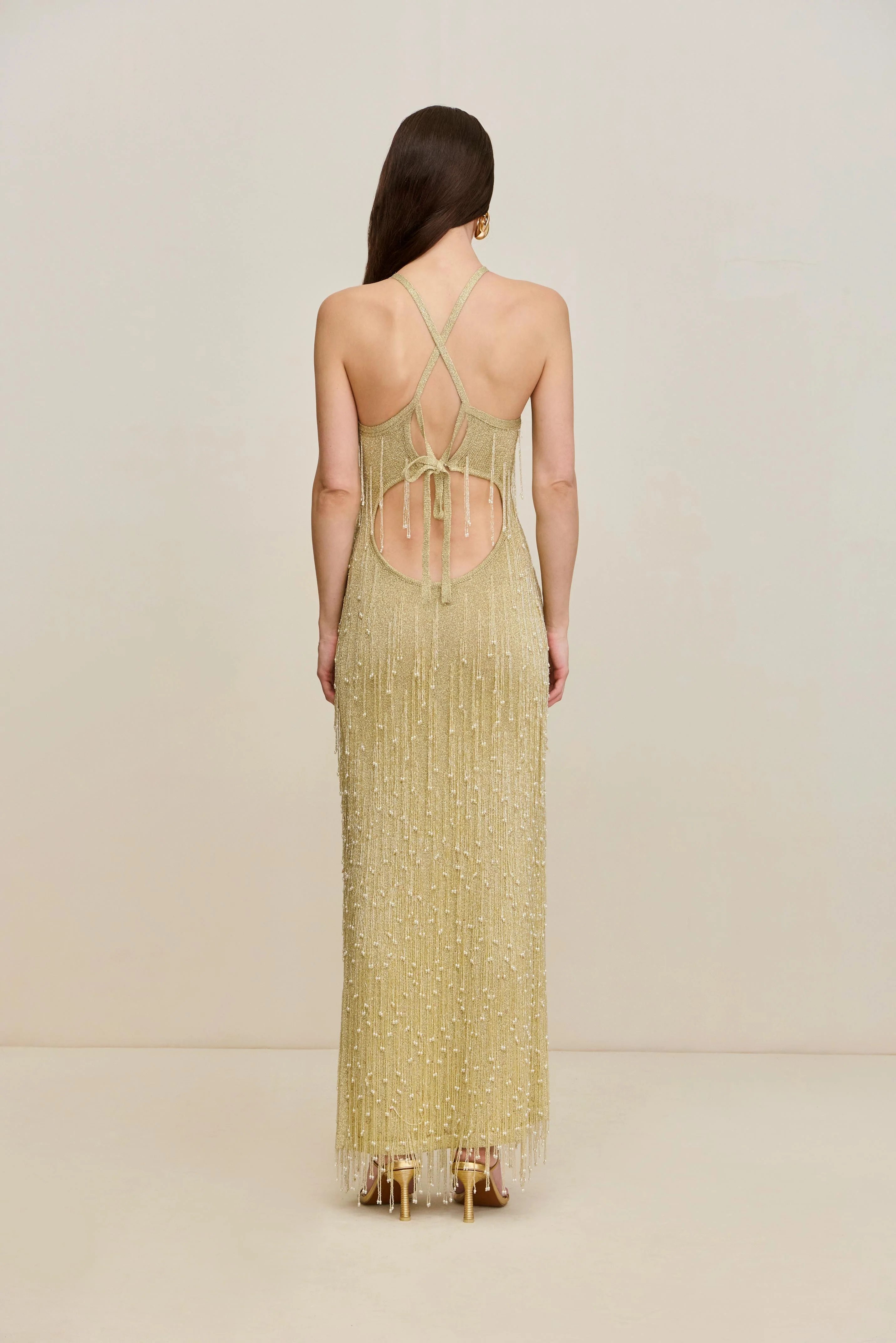 ZION KNIT GOWN - LIGHT GOLD