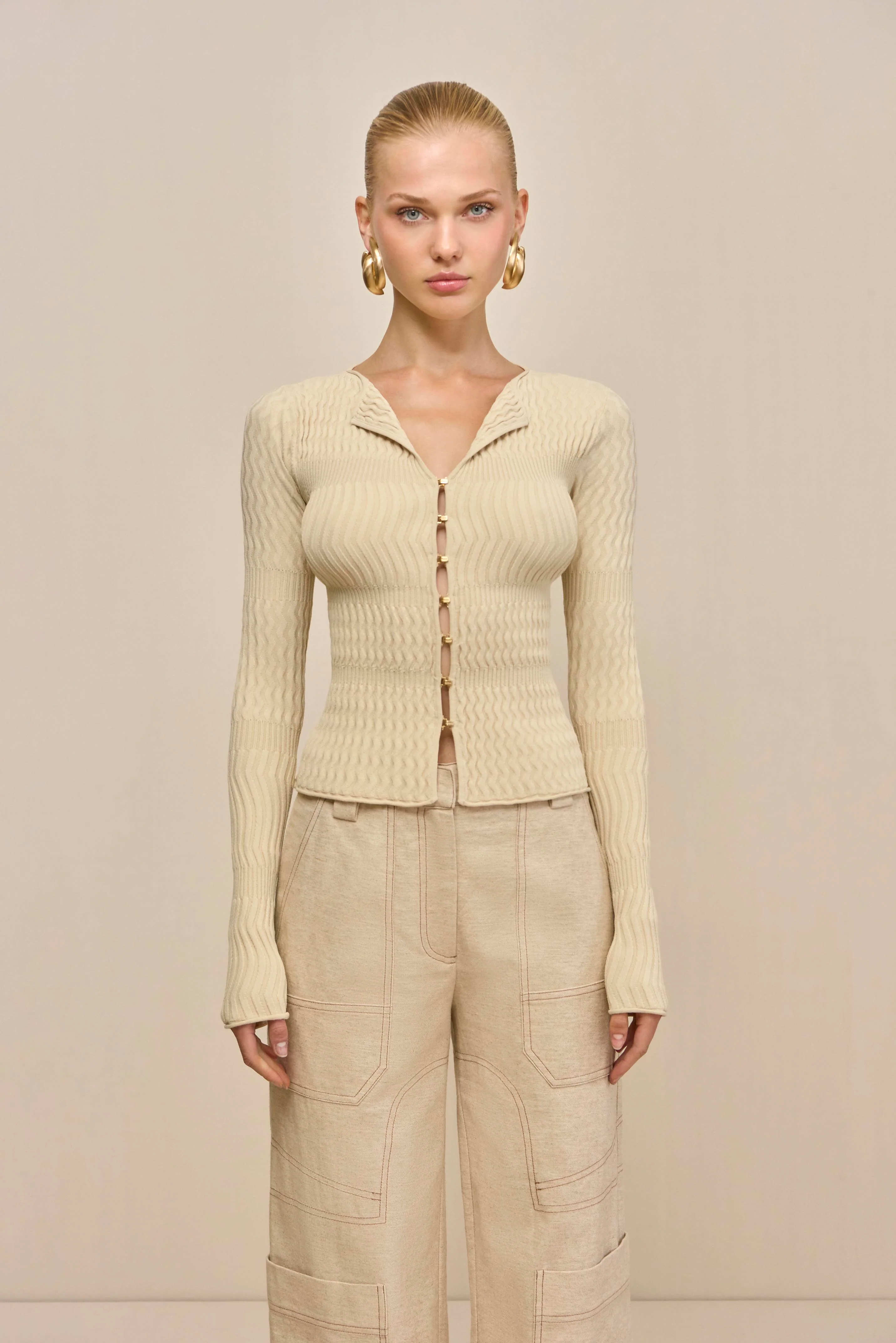 IRENA KNIT CARDIGAN - BEACH
