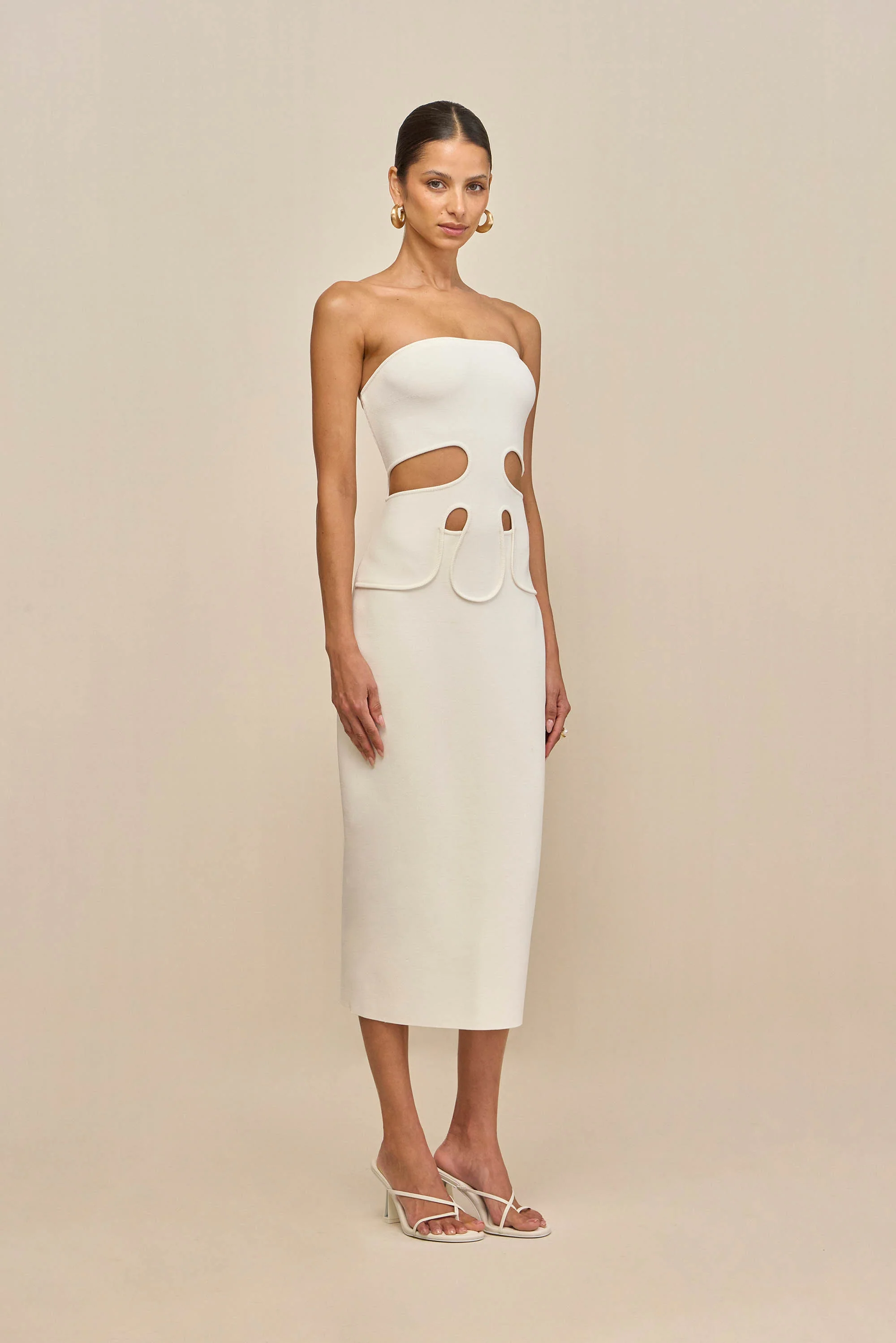BRUNELO KNIT DRESS - OFF WHITE
