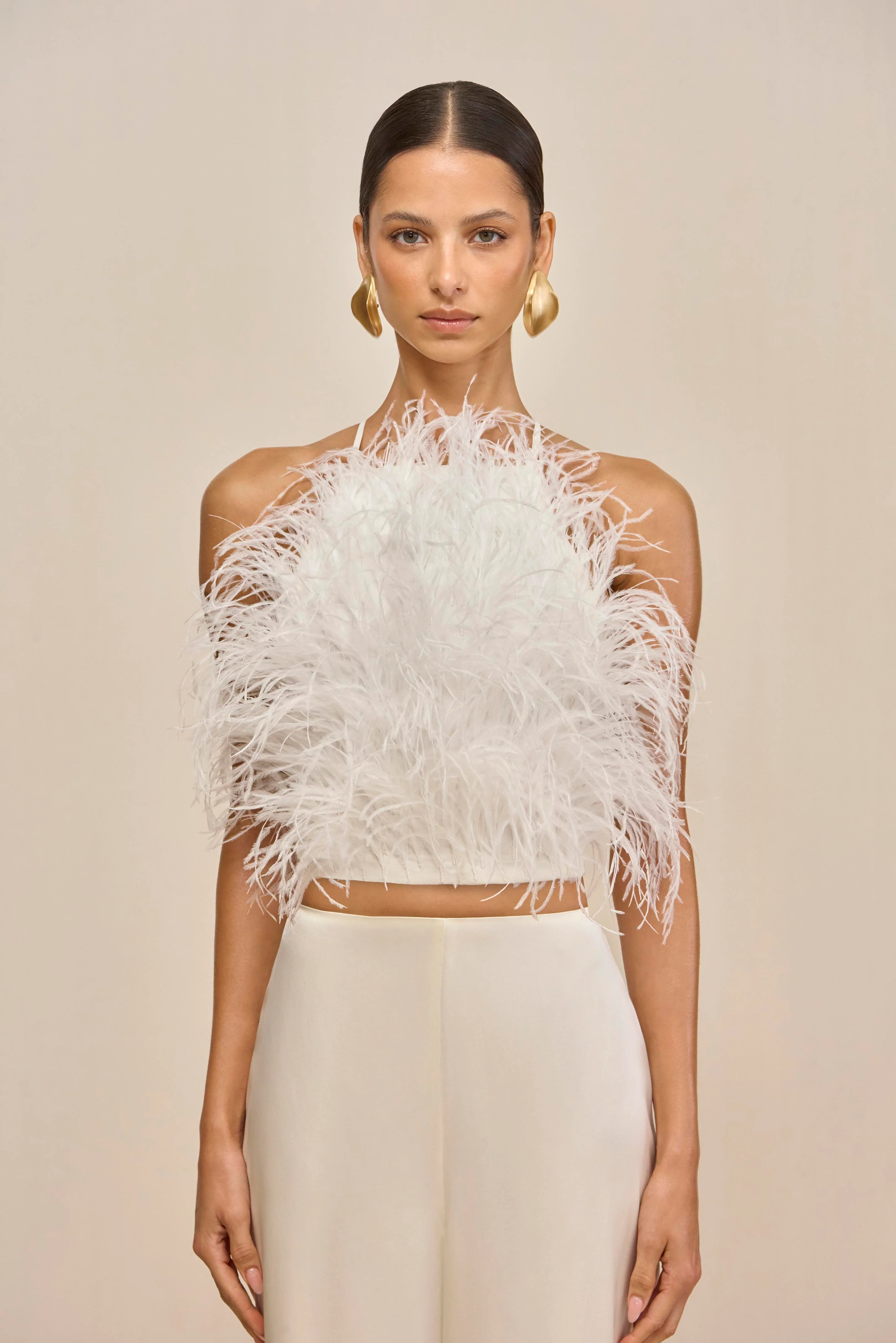 JOEY FEATHER TOP - OFF WHITE