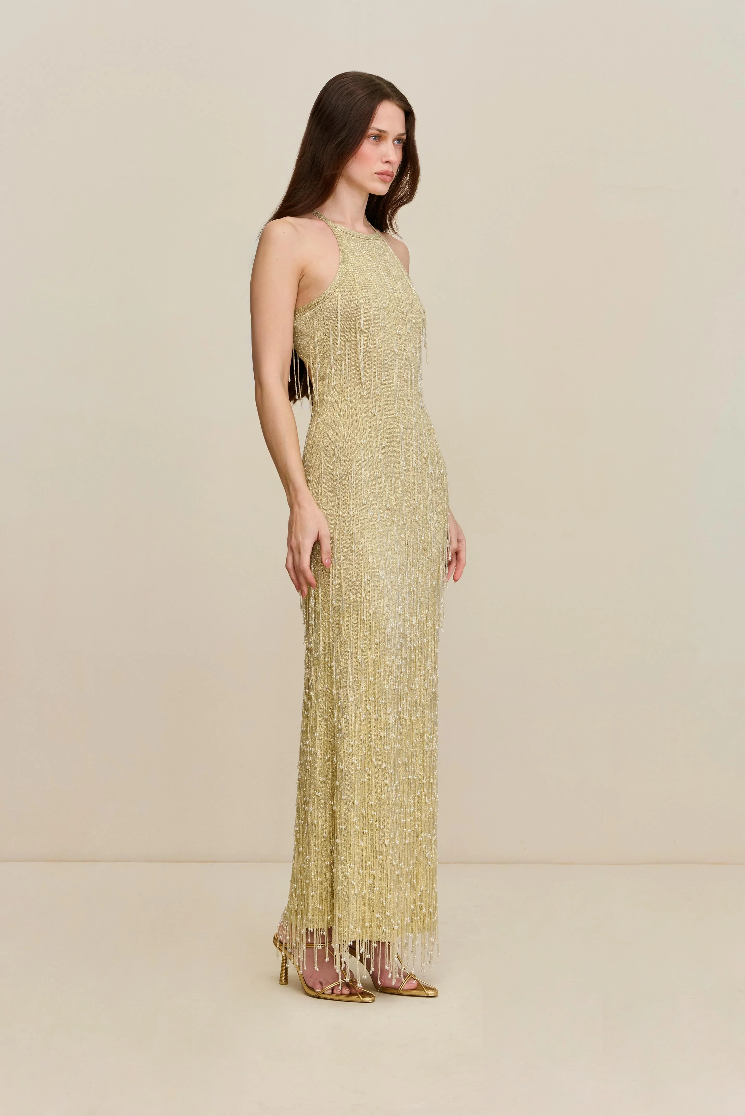 ZION KNIT GOWN - LIGHT GOLD