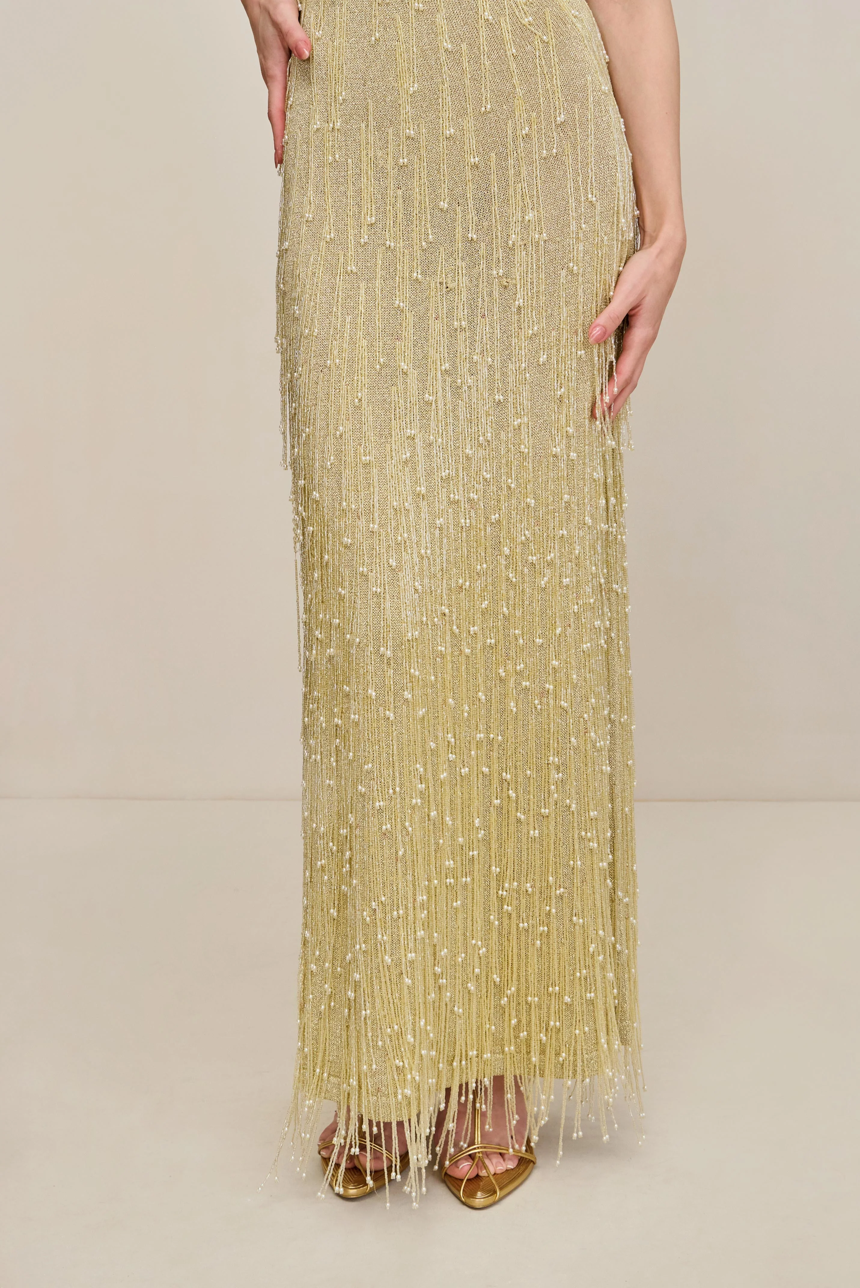 ZION KNIT GOWN - LIGHT GOLD