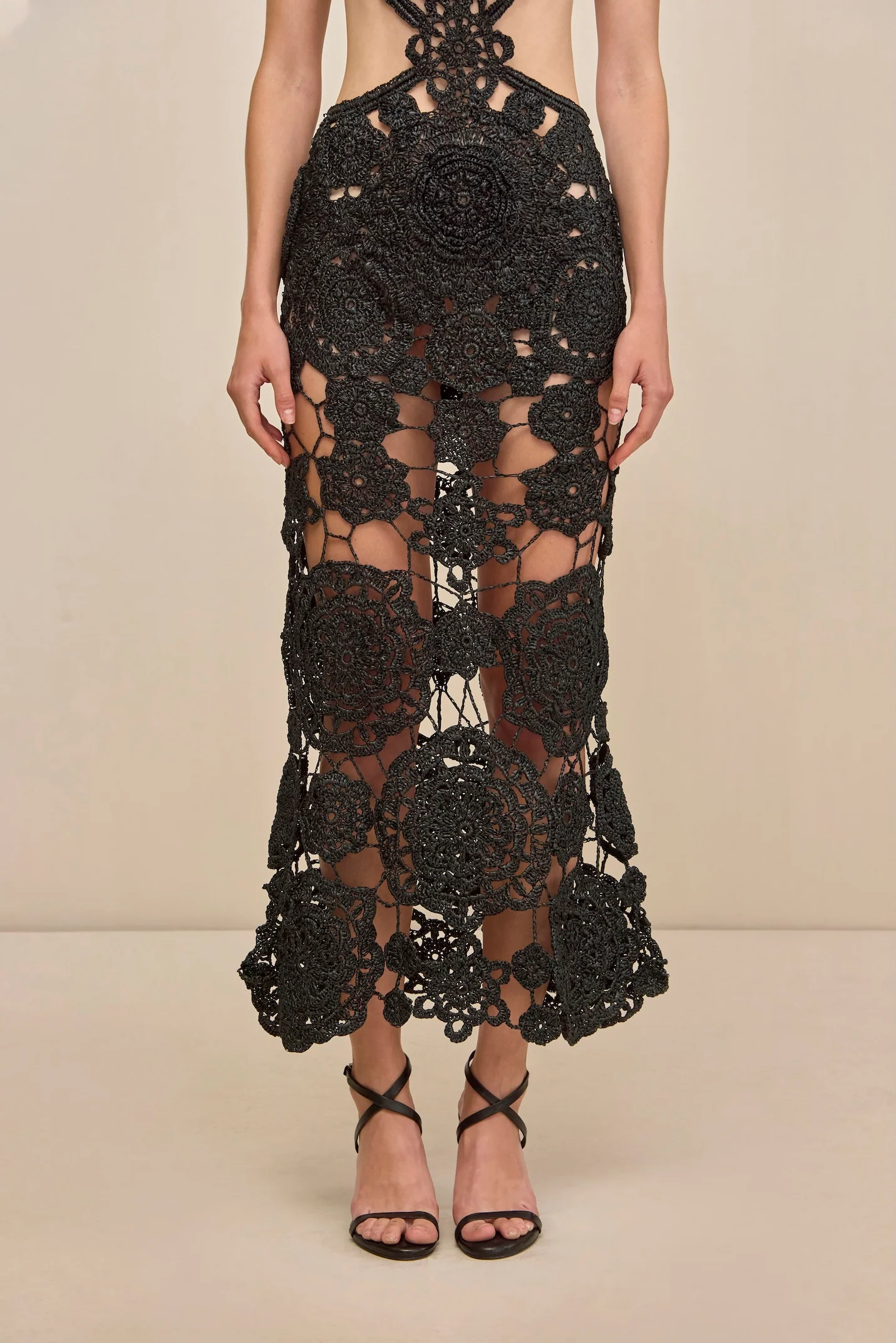 ACCALIA CROCHET GOWN - BLACK