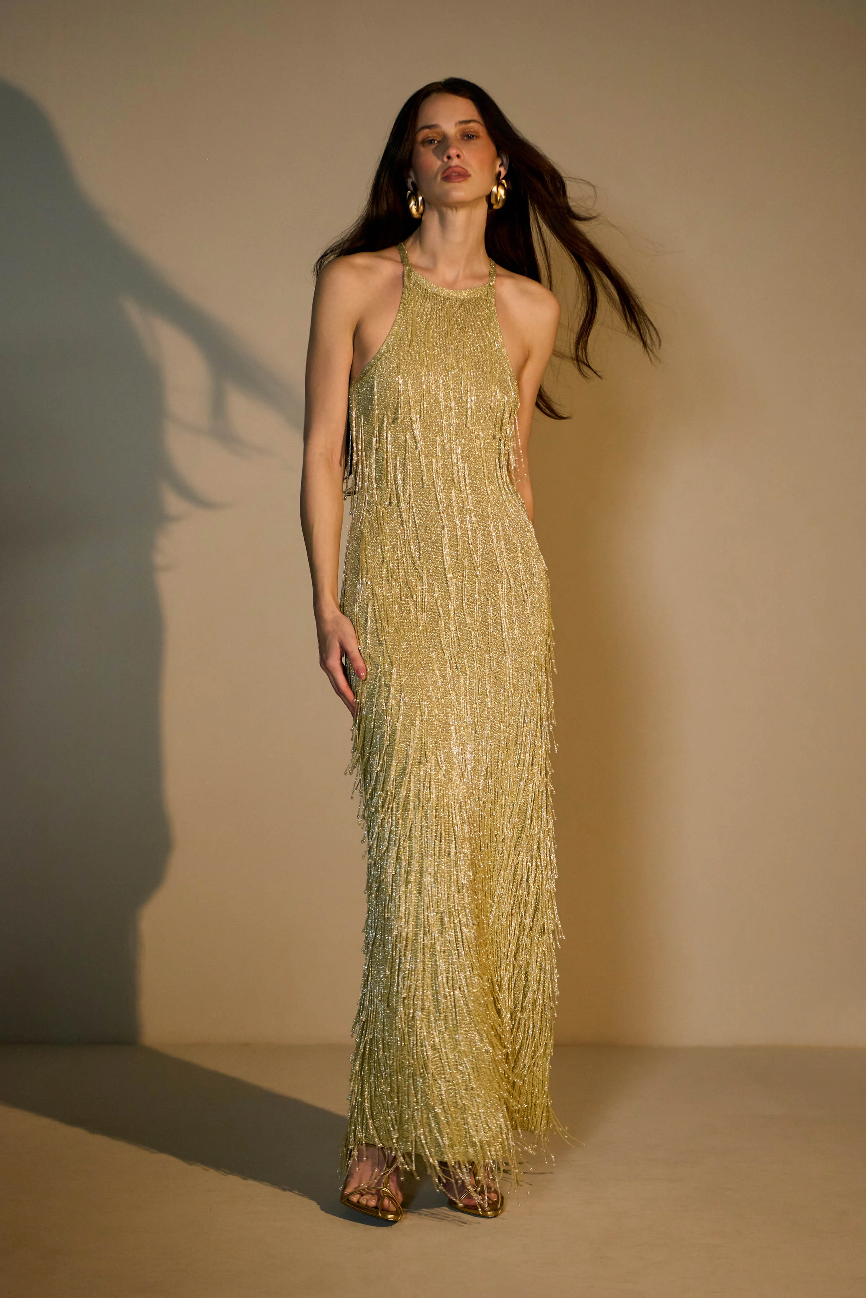 ZION KNIT GOWN - LIGHT GOLD