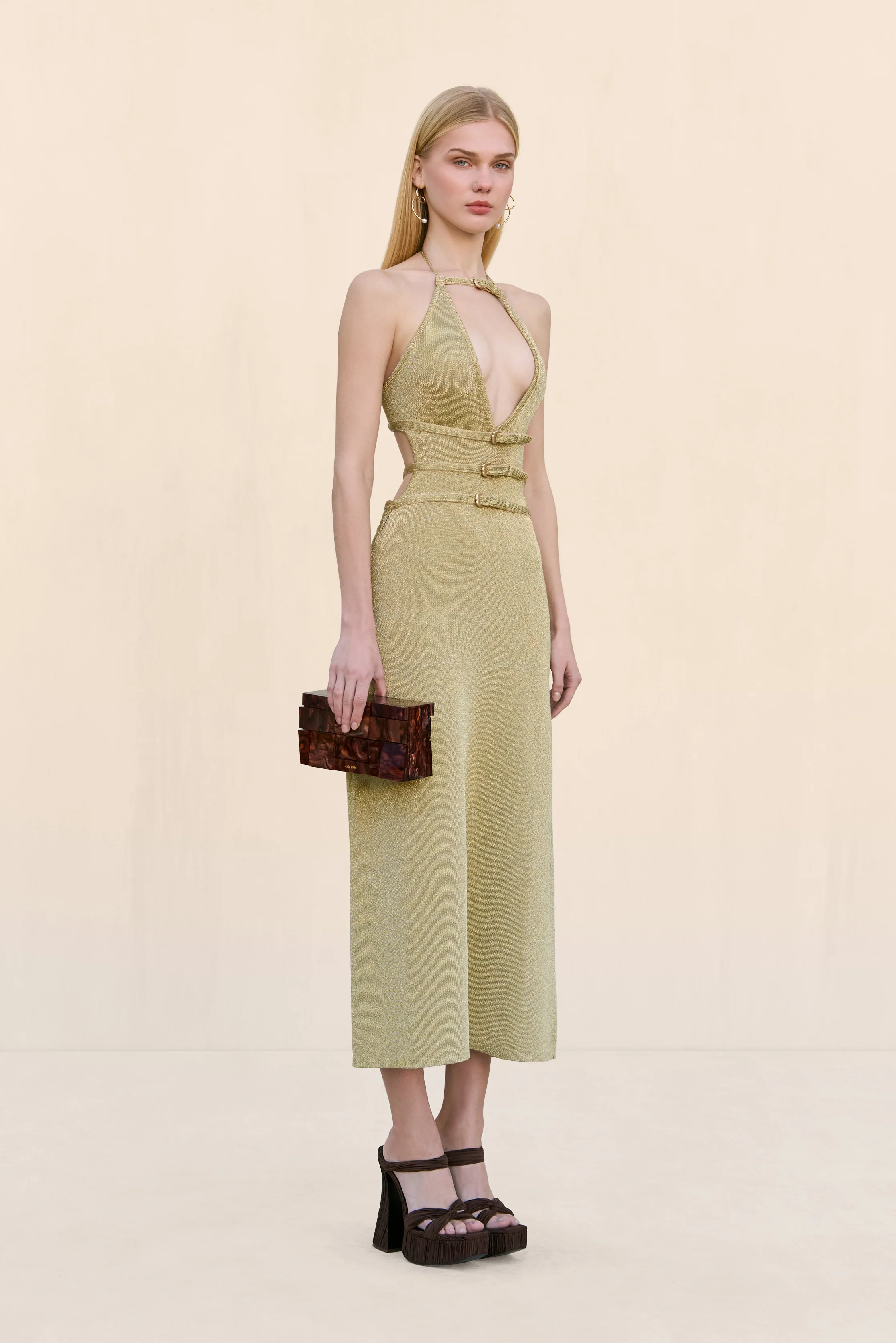 EVALEIGH KNIT DRESS - GOLD