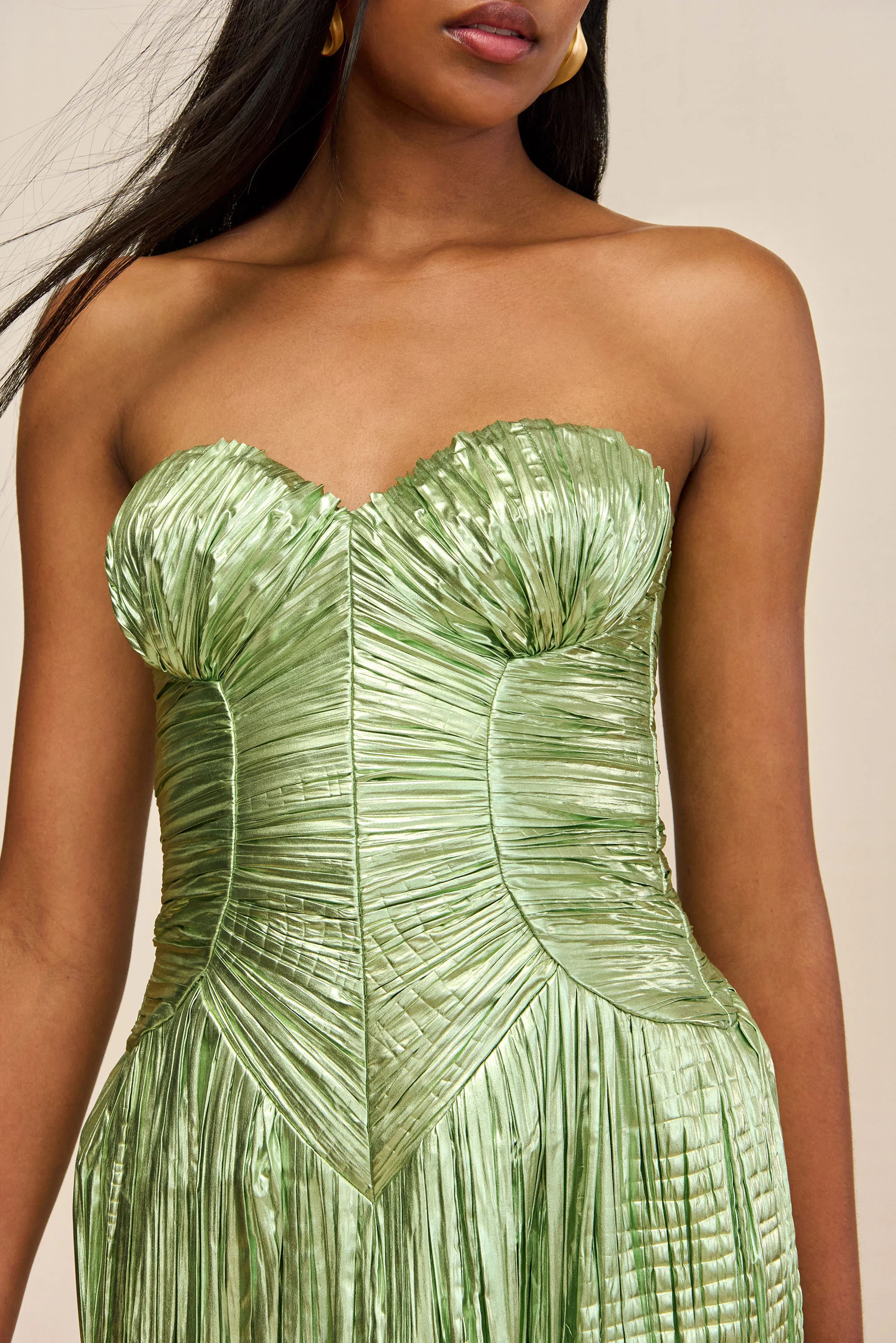 ASHIKA GOWN - SPEARMINT METALLIC