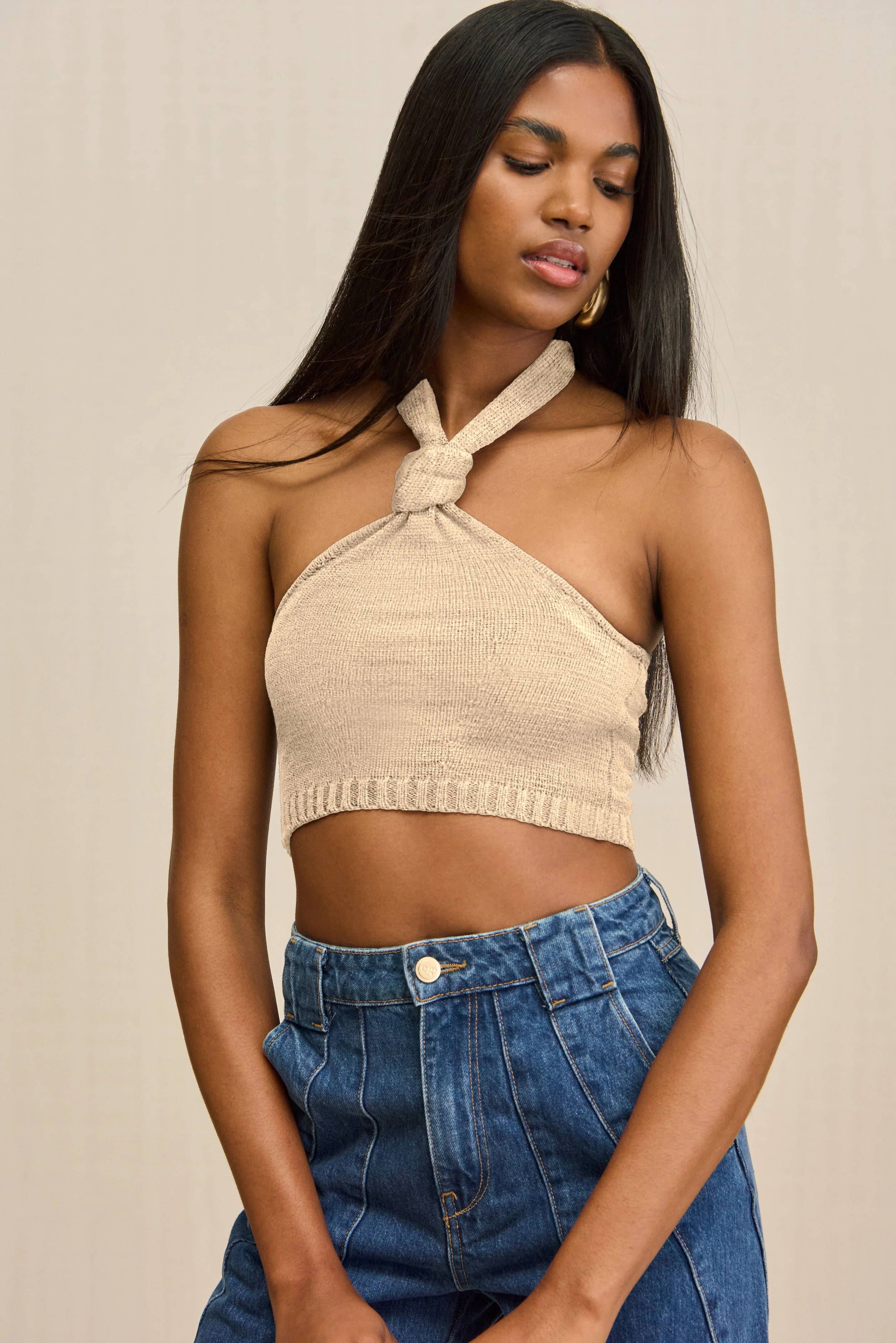 SORINE KNIT TOP - BEACH