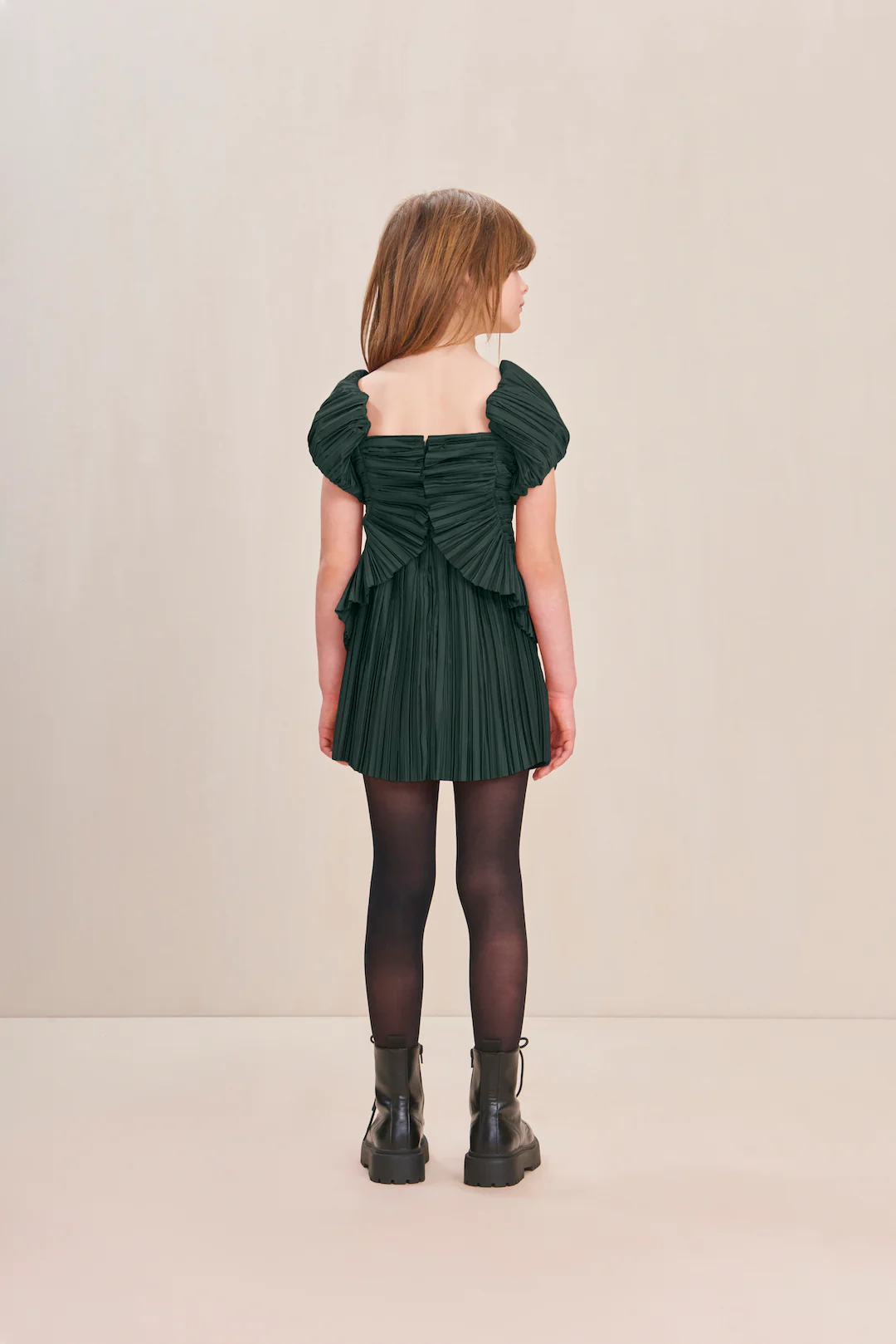 KIDS CHARLIQUE DRESS - FOREST GREEN