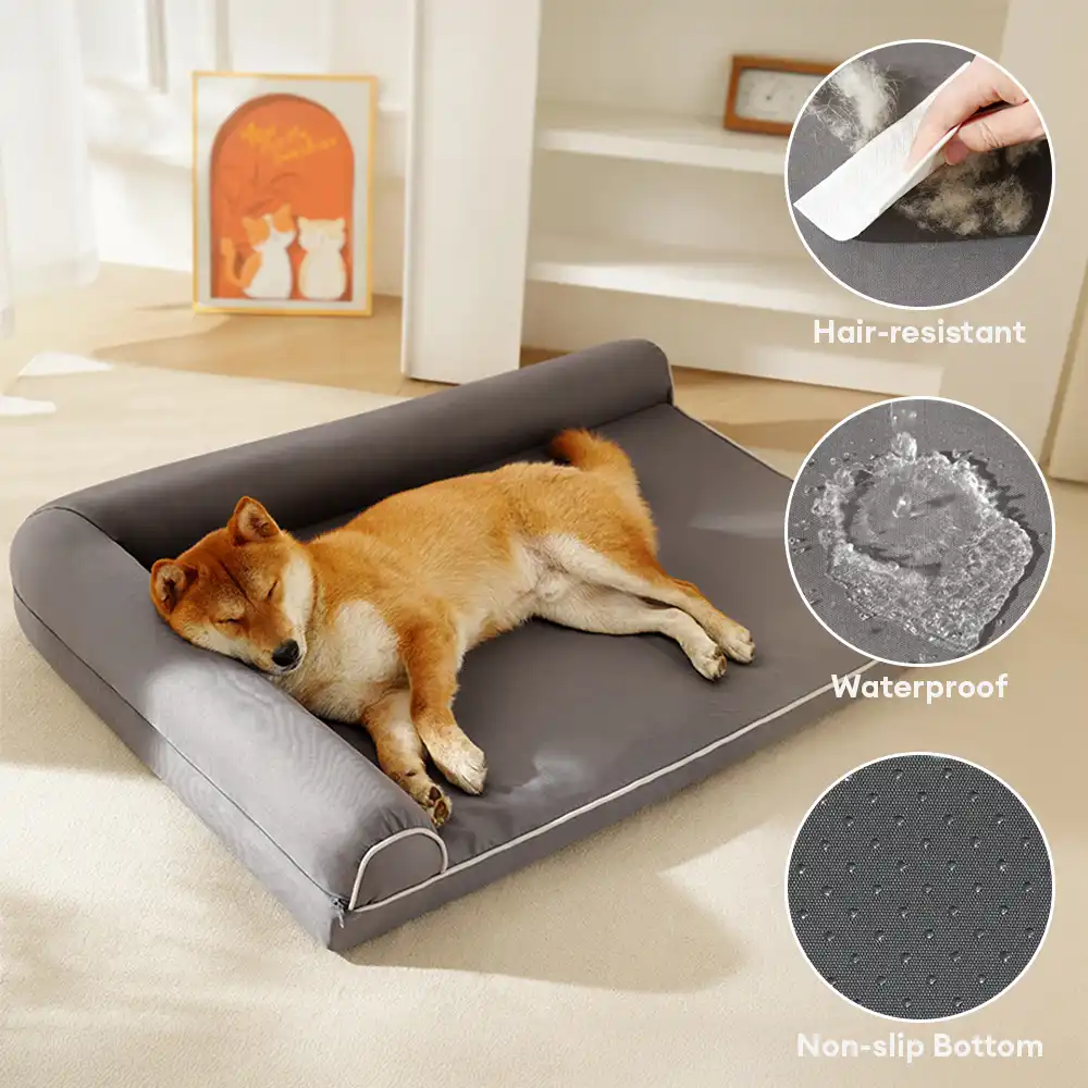 Waterproof Egg Foam Orthopedic Bed with L Bolster Sides Large Dog Bed