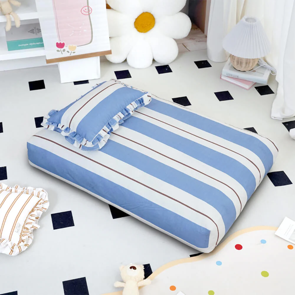 Striped Cotton Thick Padded & Soft Dog Pillow Bed