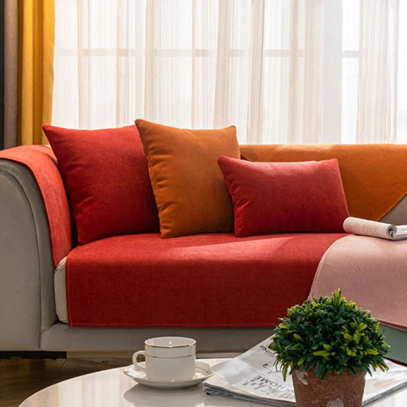 Vermilion Comfortable Chenille Sofa Protective Couch Cover