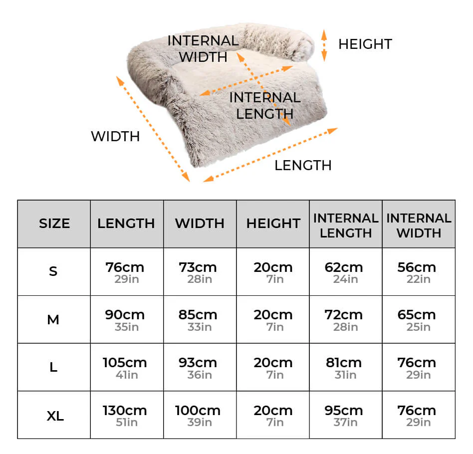 Calming Furniture Protector Dog Bed - Fuzzy Backrest